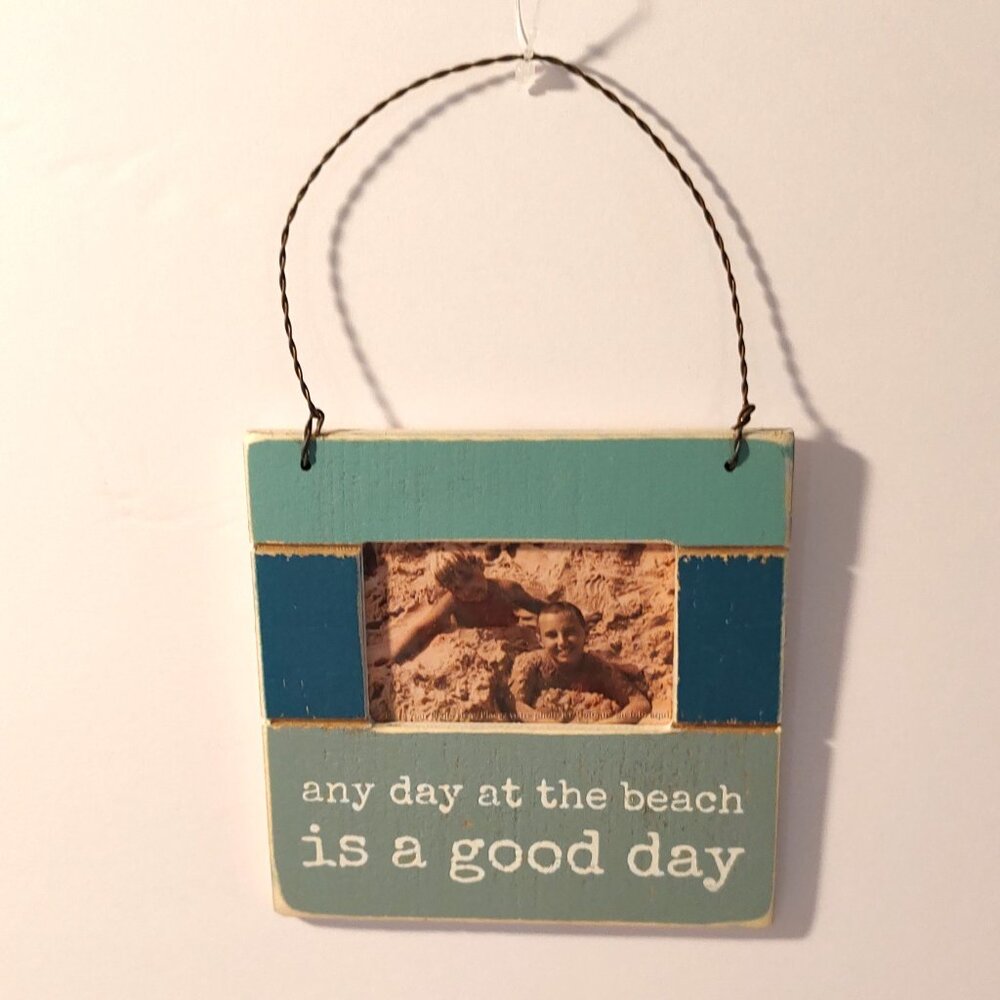 Slat Wood Mini Hanging Frame - Any Day at the beach is a good day